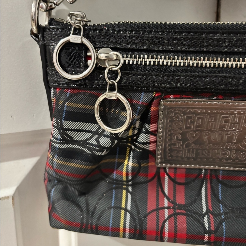 Coach Plaid Tartan Poppy Crossbody Bag - Picture 3 of 9